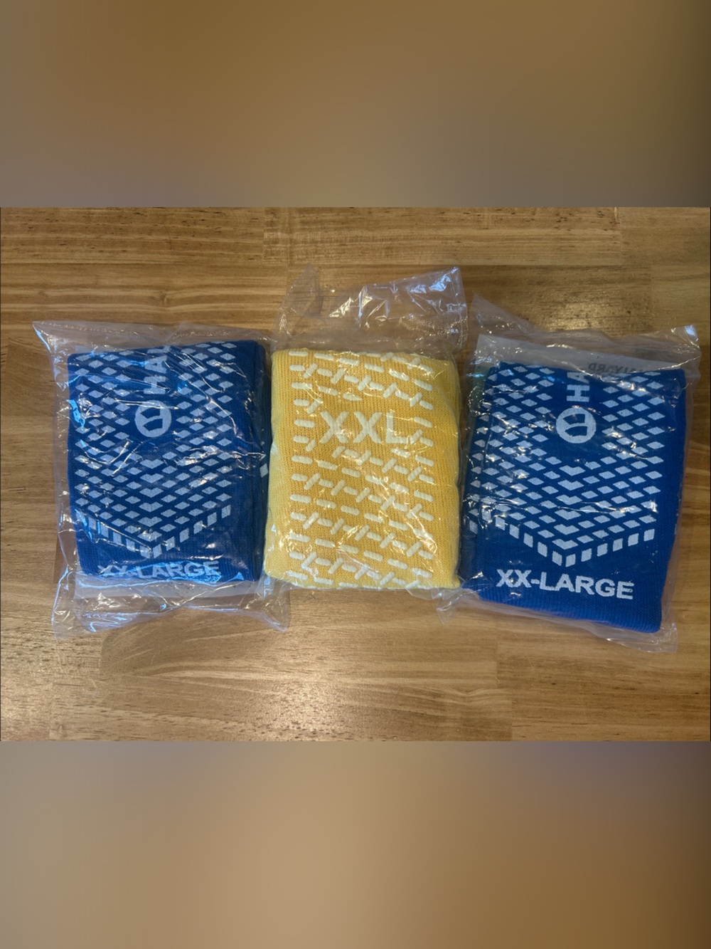 Blue and Yellow Grip Socks - Pack of 3